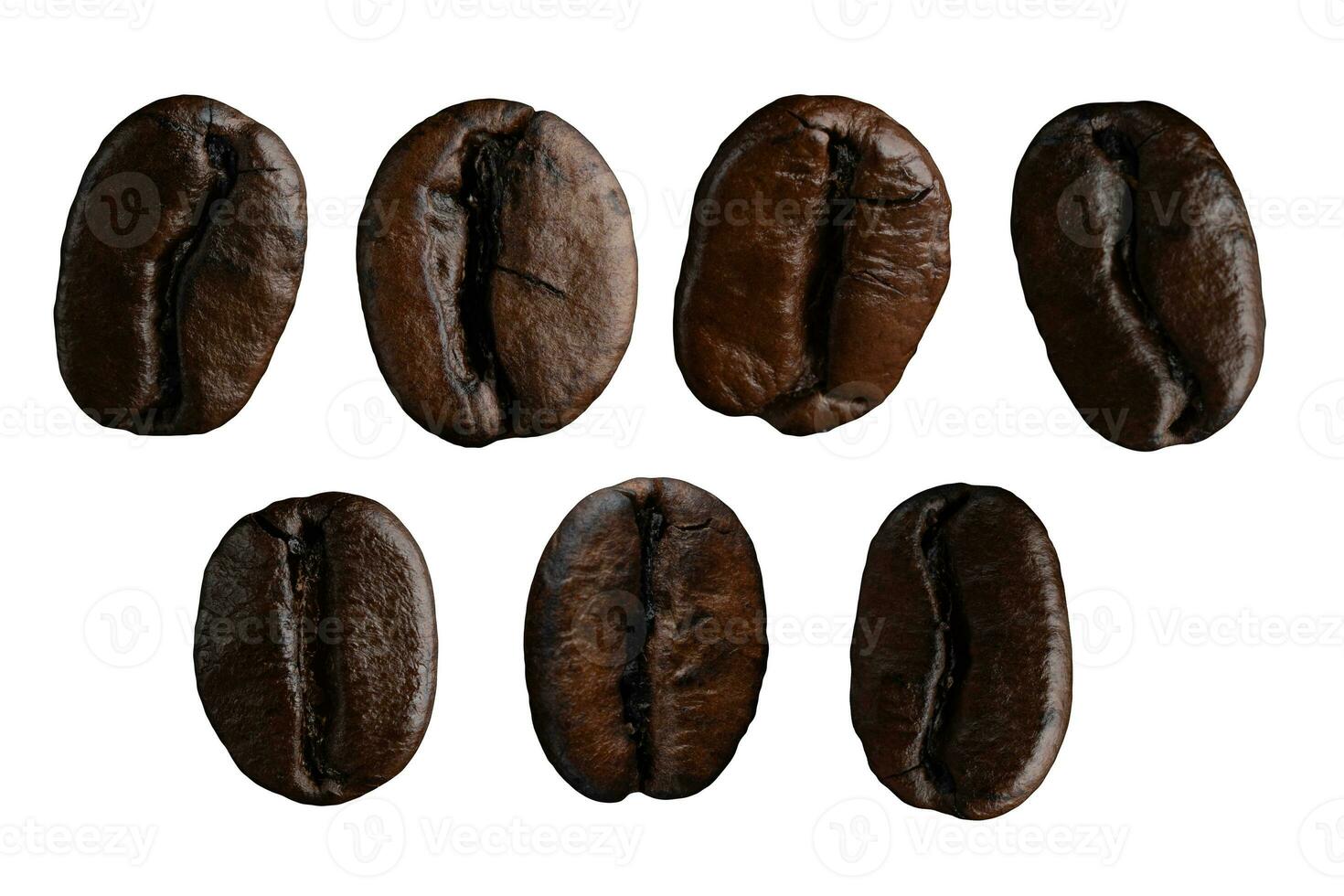 Set of roasted coffee bean on isolated white background included clipping path photo