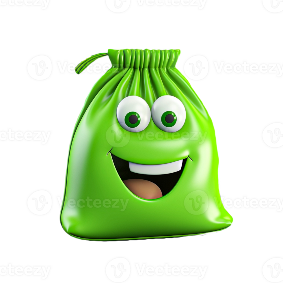 AI generated 3d render of a bag with money on isolated transparent background png. Generated with AI png