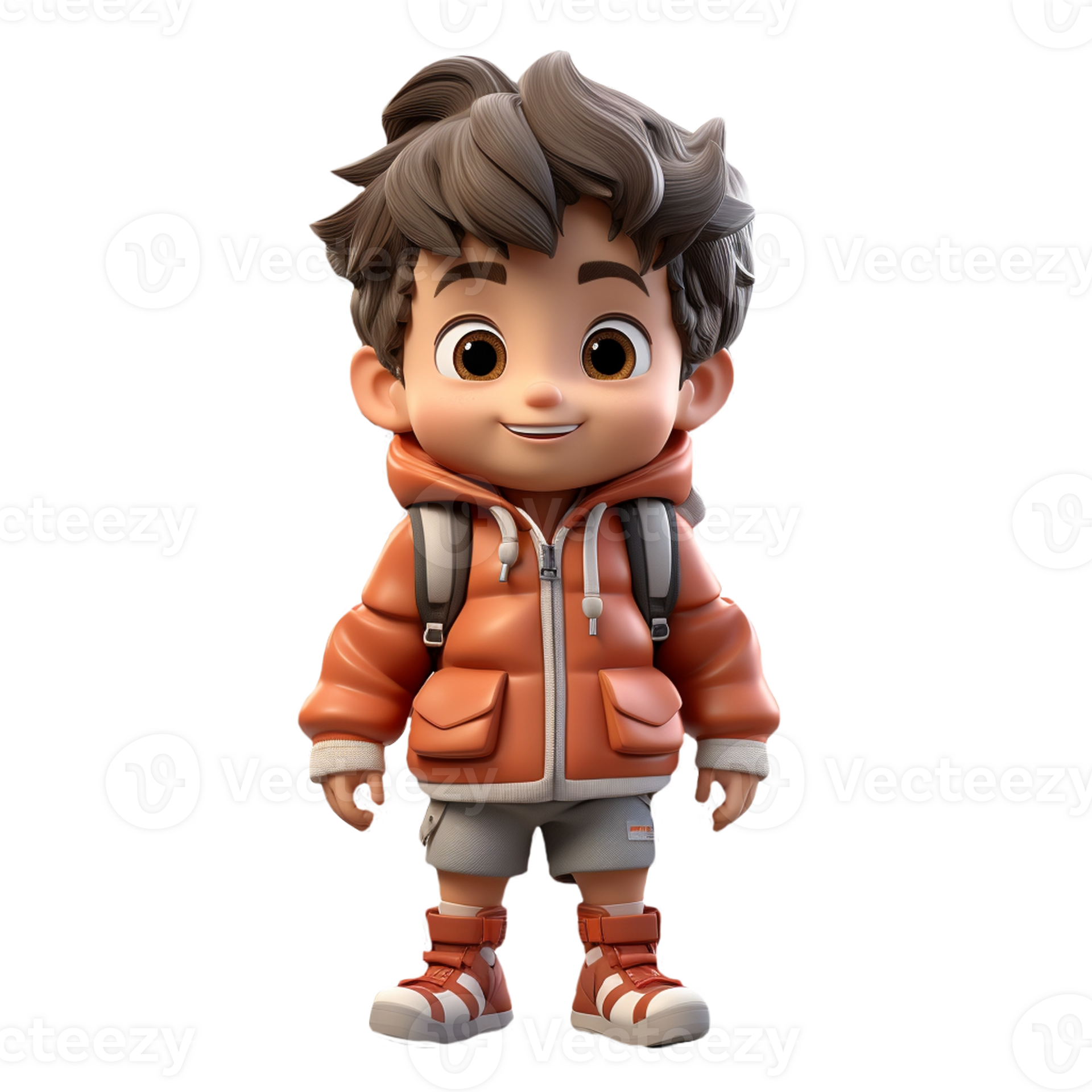 AI generated 3D cartoon character a cute student boys, Isolated ...