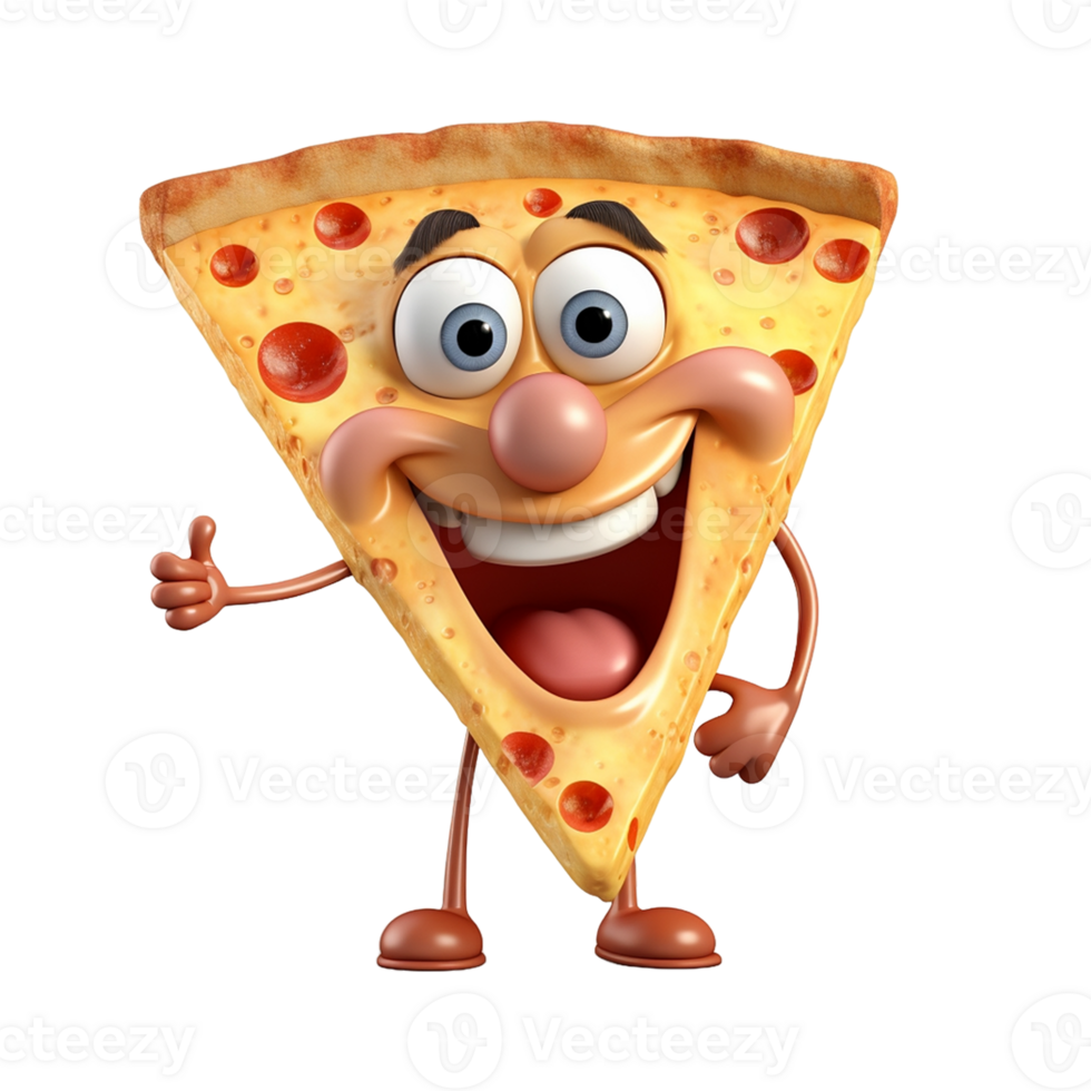 AI generated 3d happy pizza isolated on isolated transparent background png. Generated with Ai png