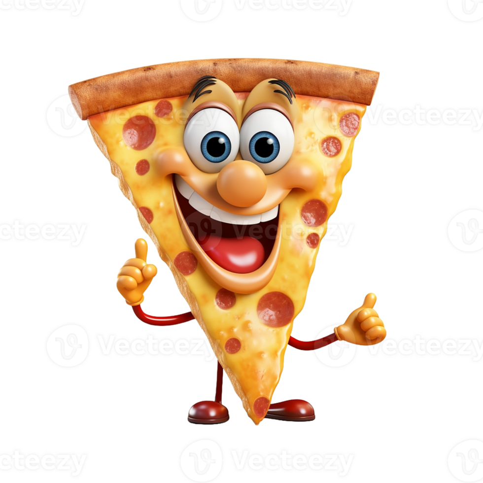 AI generated 3d happy pizza isolated on isolated transparent background png. Generated with Ai png