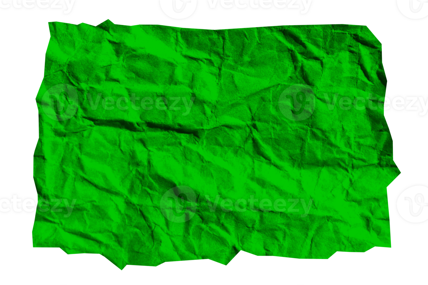 Crumpled green ripped paper piece on transparent background png