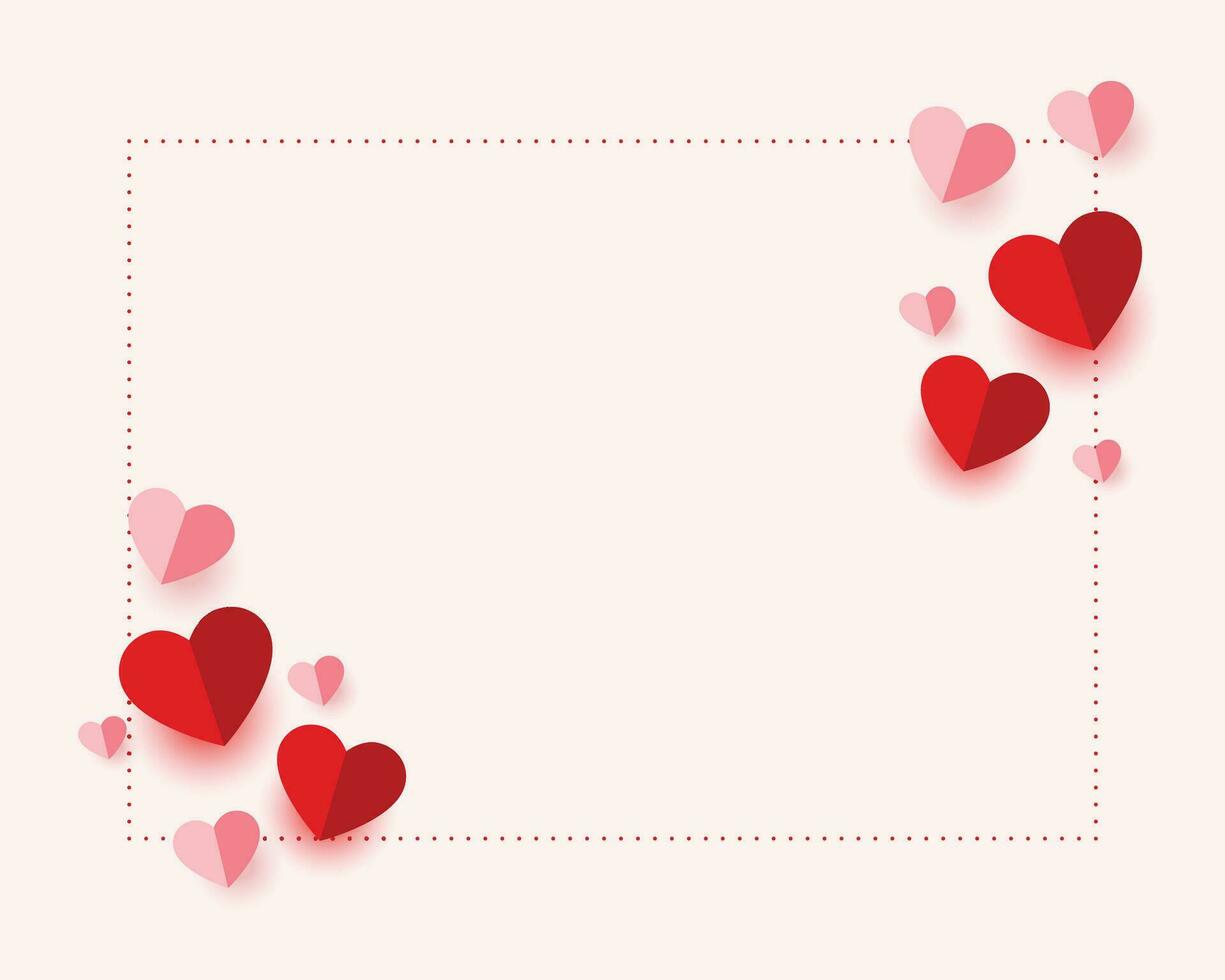 Horizontal banner with pink sky and paper cut clouds. Place for text. Happy Valentine's day sale header or voucher template with hearts. Rose cloudscape border frame pastel colors. vector