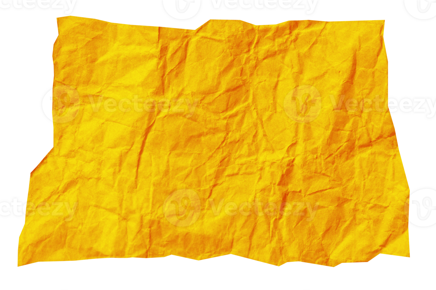 Crumpled yellow ripped paper piece on transparent background png
