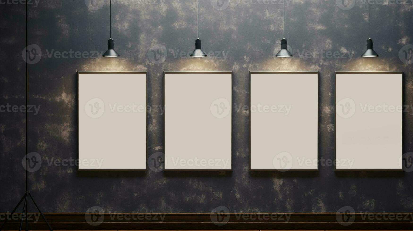 AI generated Generative AI, set of four posters mock up, blank minimalistic background, artwork template photo
