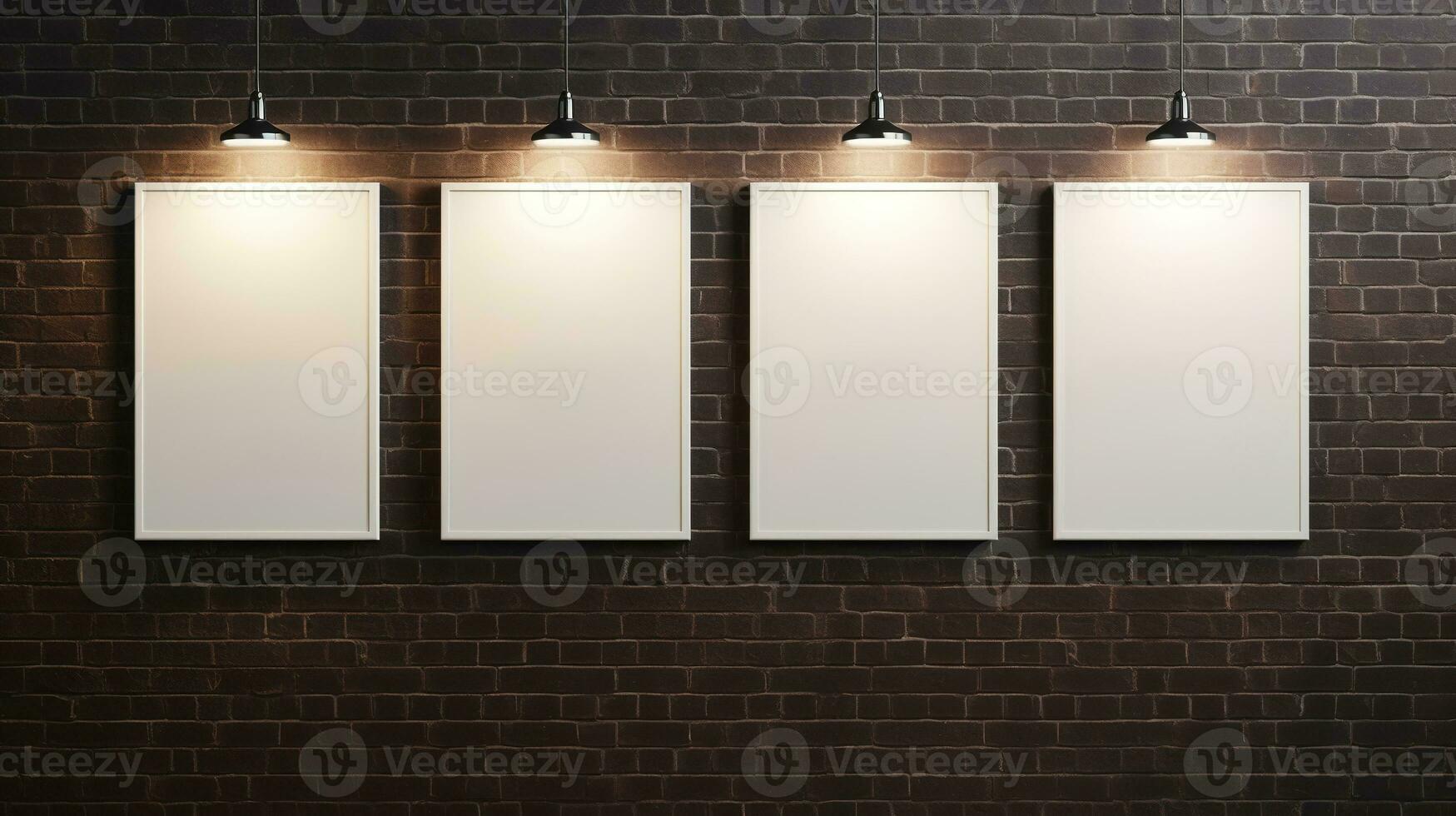 AI generated Generative AI, set of four posters mock up, blank minimalistic background, artwork template photo