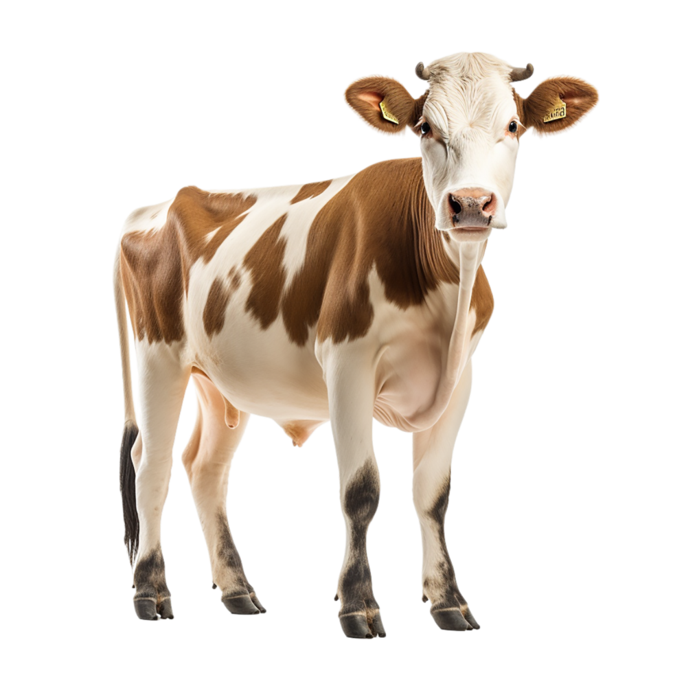 AI generated cow with horns on transparent background PNG image