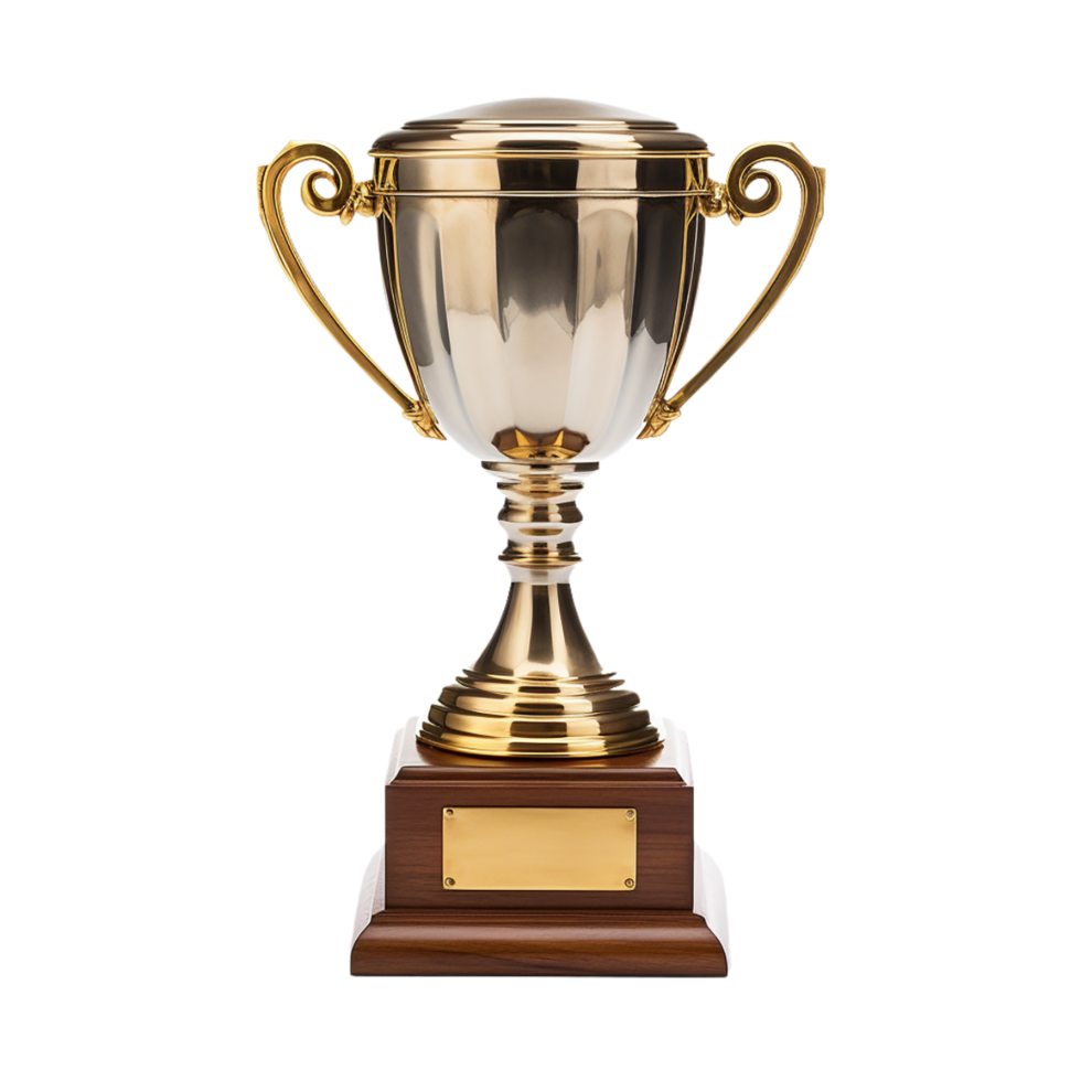 AI generated gold trophy cup on transparent background PNG image
