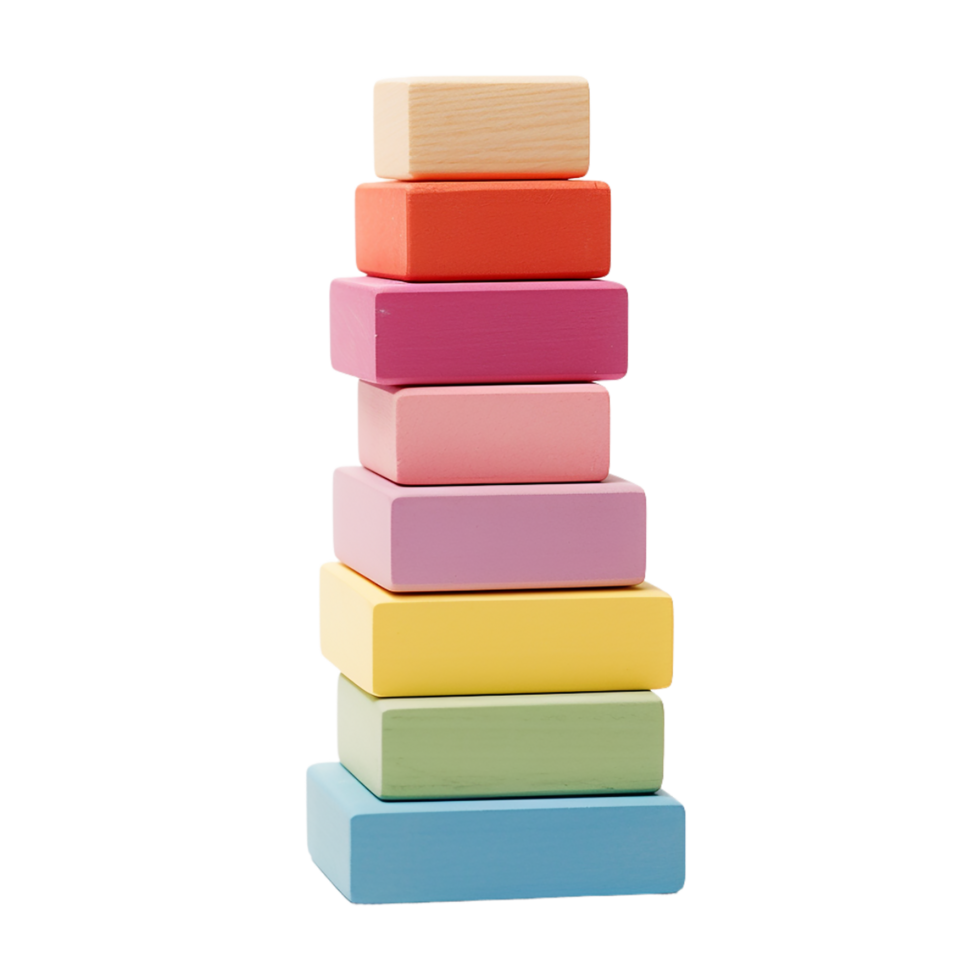 AI generated stack of colorful blocks on transparent background PNG image