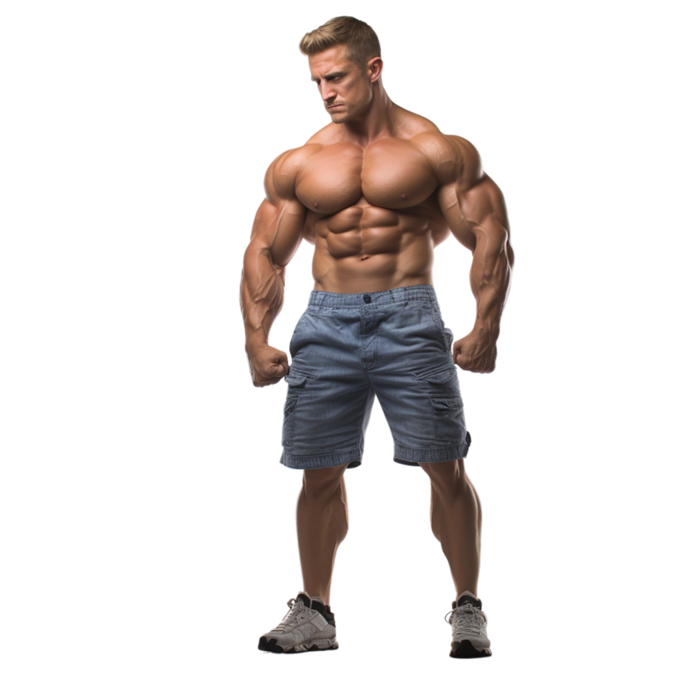 AI generated portrait of a muscular man on transparent background PNG image