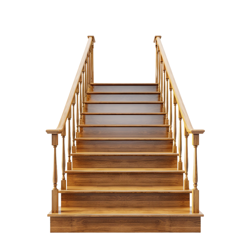 AI generated wooden staircase on transparent background PNG image