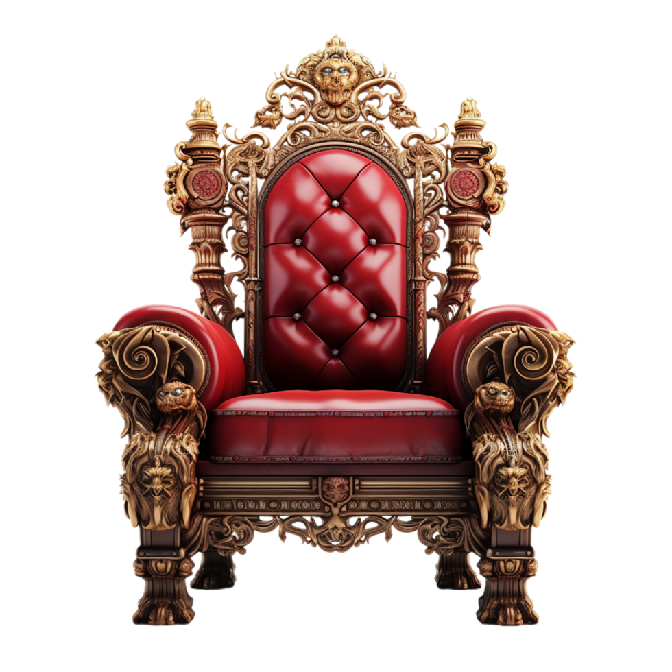 AI generated antique armchair throne on transparent background PNG image