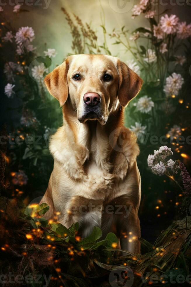 AI generated Portrait of cute labrador retriever, wallpaper design photo