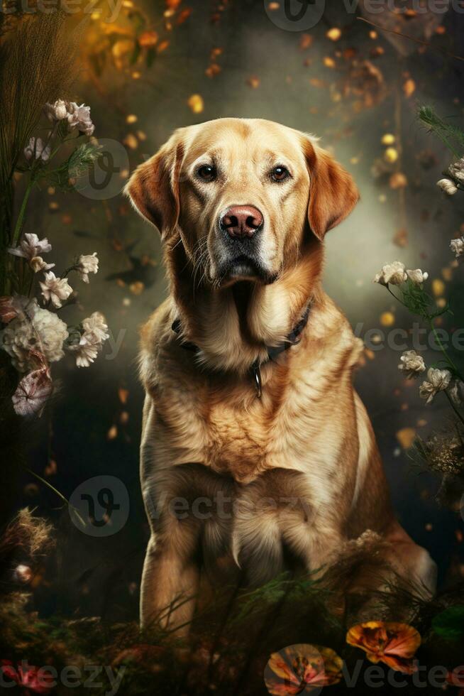 AI generated Portrait of cute labrador retriever, wallpaper design photo