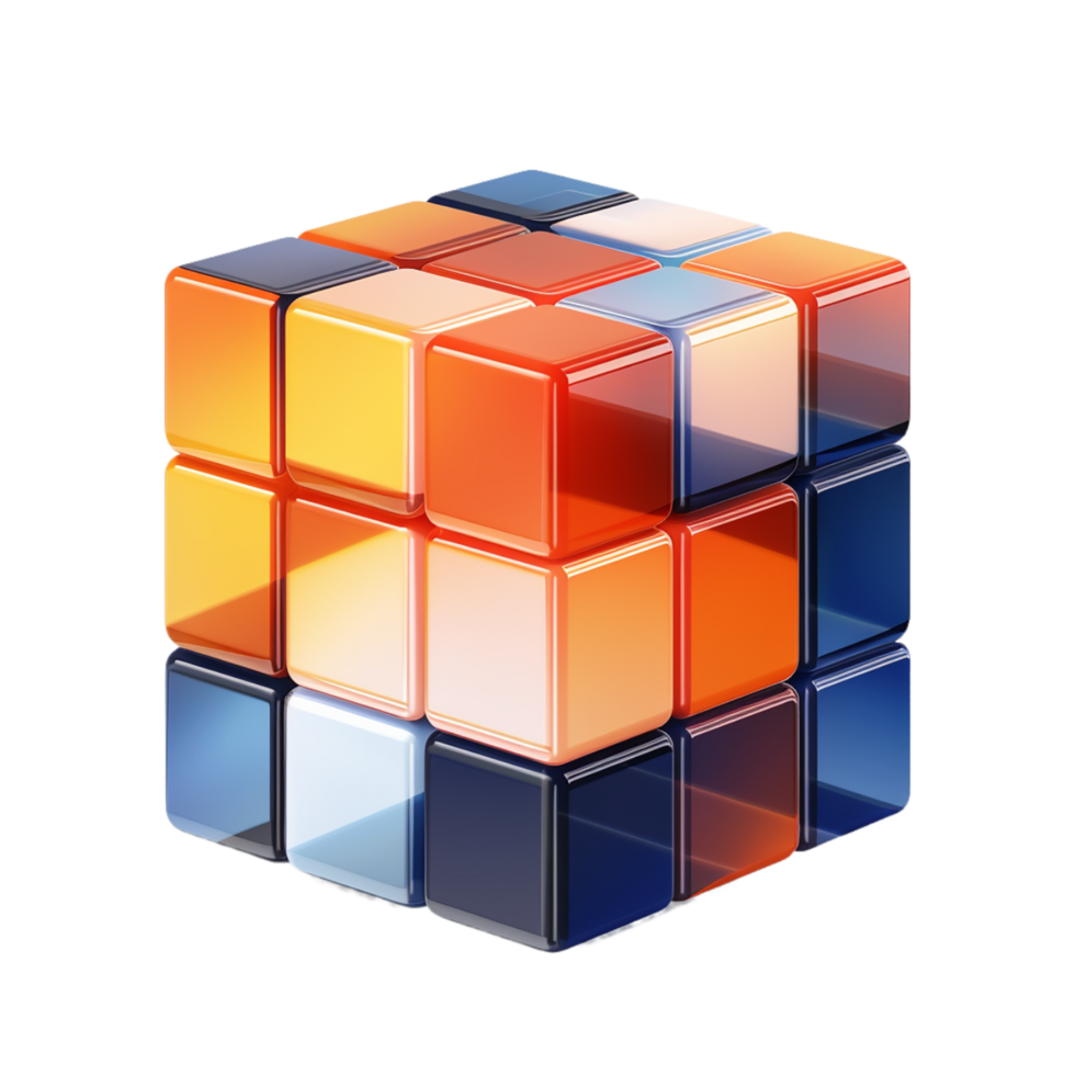 AI generated abstract 3d colorful cube on transparent background PNG image