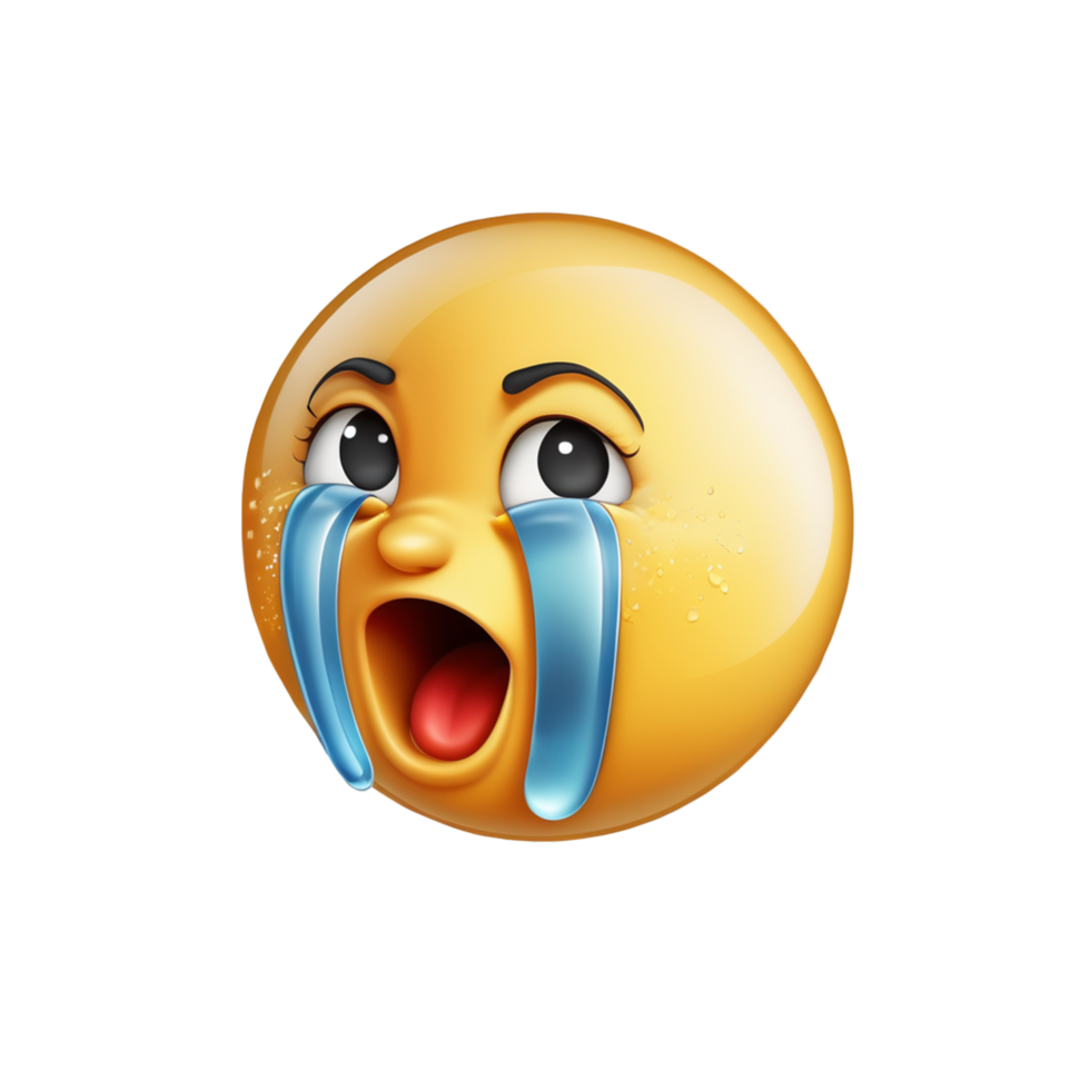 AI generated cry emoji 3d on transparent background PNG image