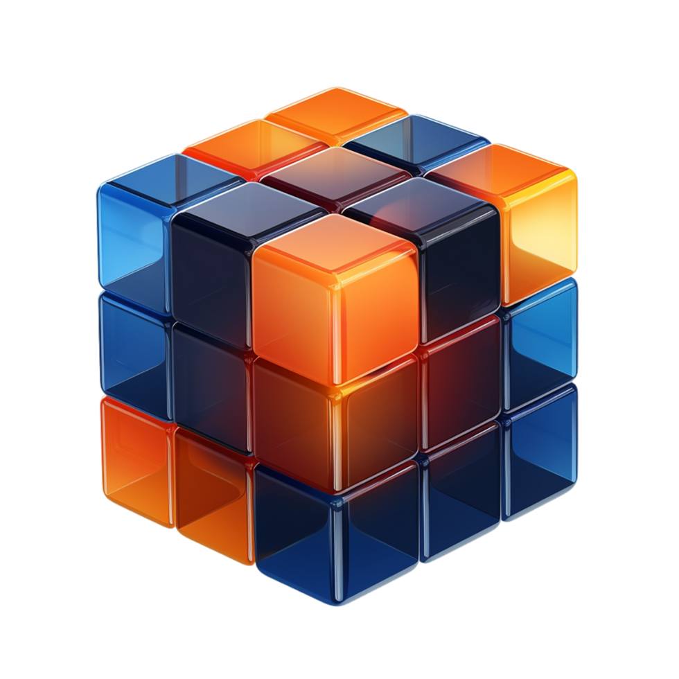 AI generated abstract 3d colorful cube on transparent background PNG image