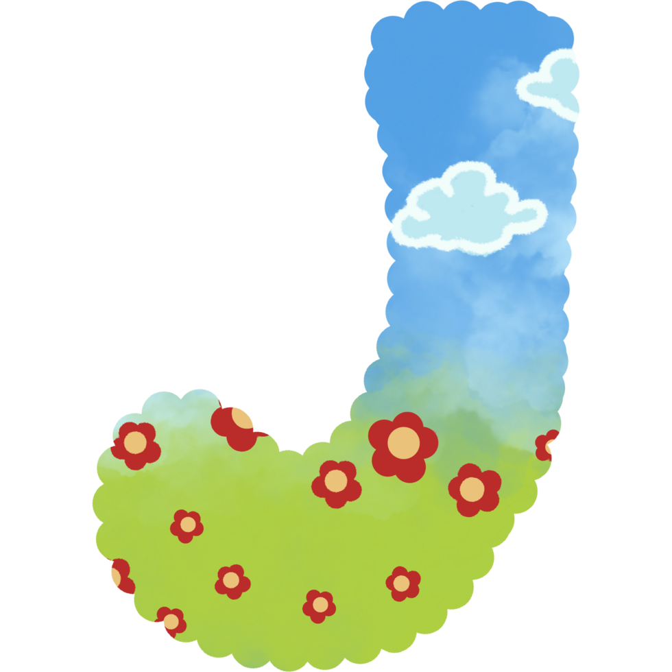 alphabet. Font with Sky and green. png