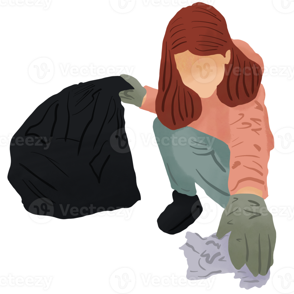 Woman grab a rubbish png