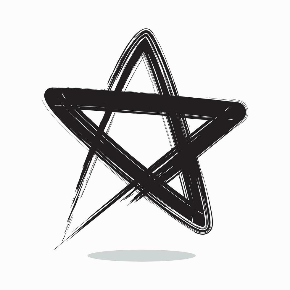 Grunge star brush stroke on white background. Design element vector