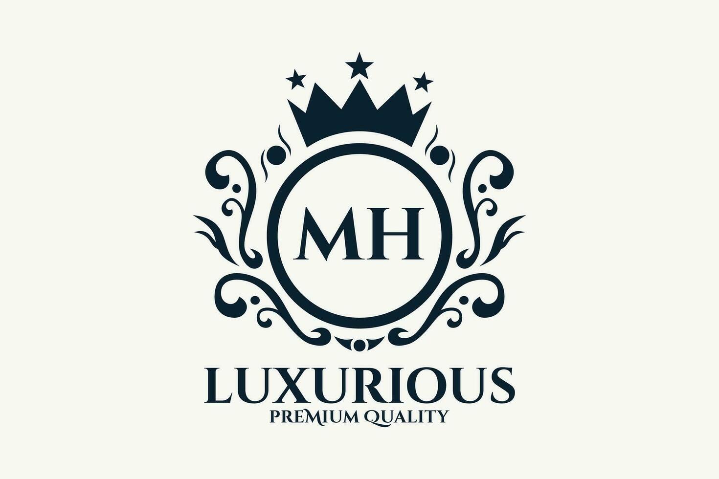 Initial  Letter MH Royal Luxury Logo template in vector art for luxurious branding  vector illustration.
