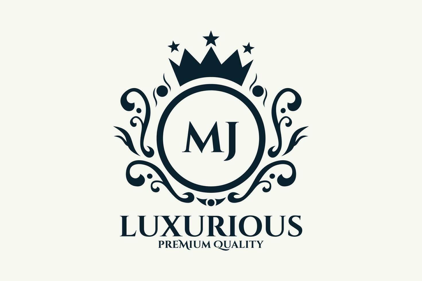 Initial  Letter MJ Royal Luxury Logo template in vector art for luxurious branding  vector illustration.