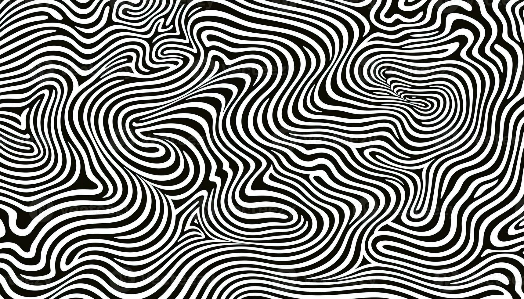 AI generated Generative AI, surreal black and white background, abstract optical illusion, trippy psychedelic vintage mid century modern geometric pattern photo