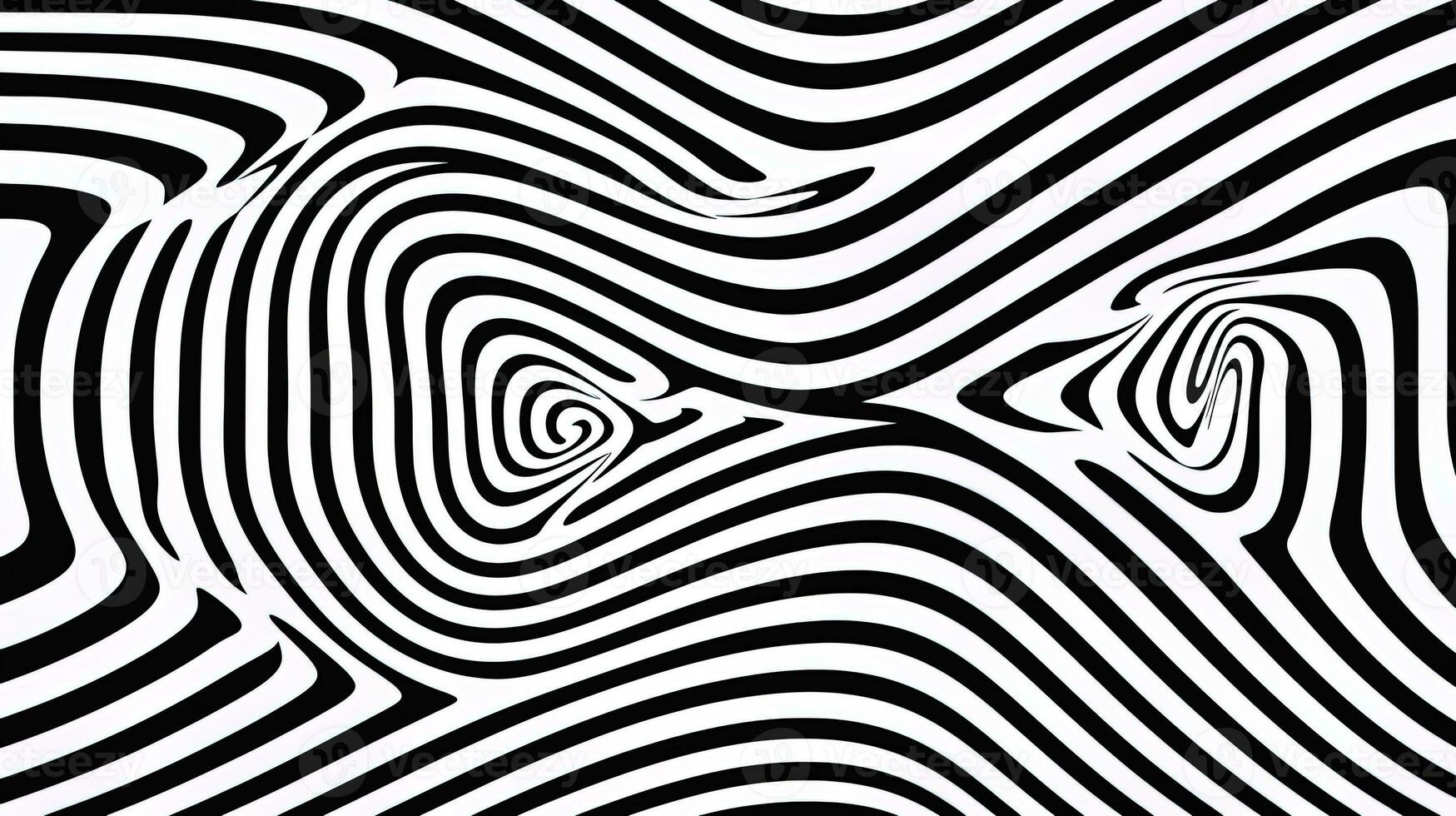 AI generated Generative AI, surreal black and white background, abstract optical illusion, trippy psychedelic vintage mid century modern geometric pattern photo