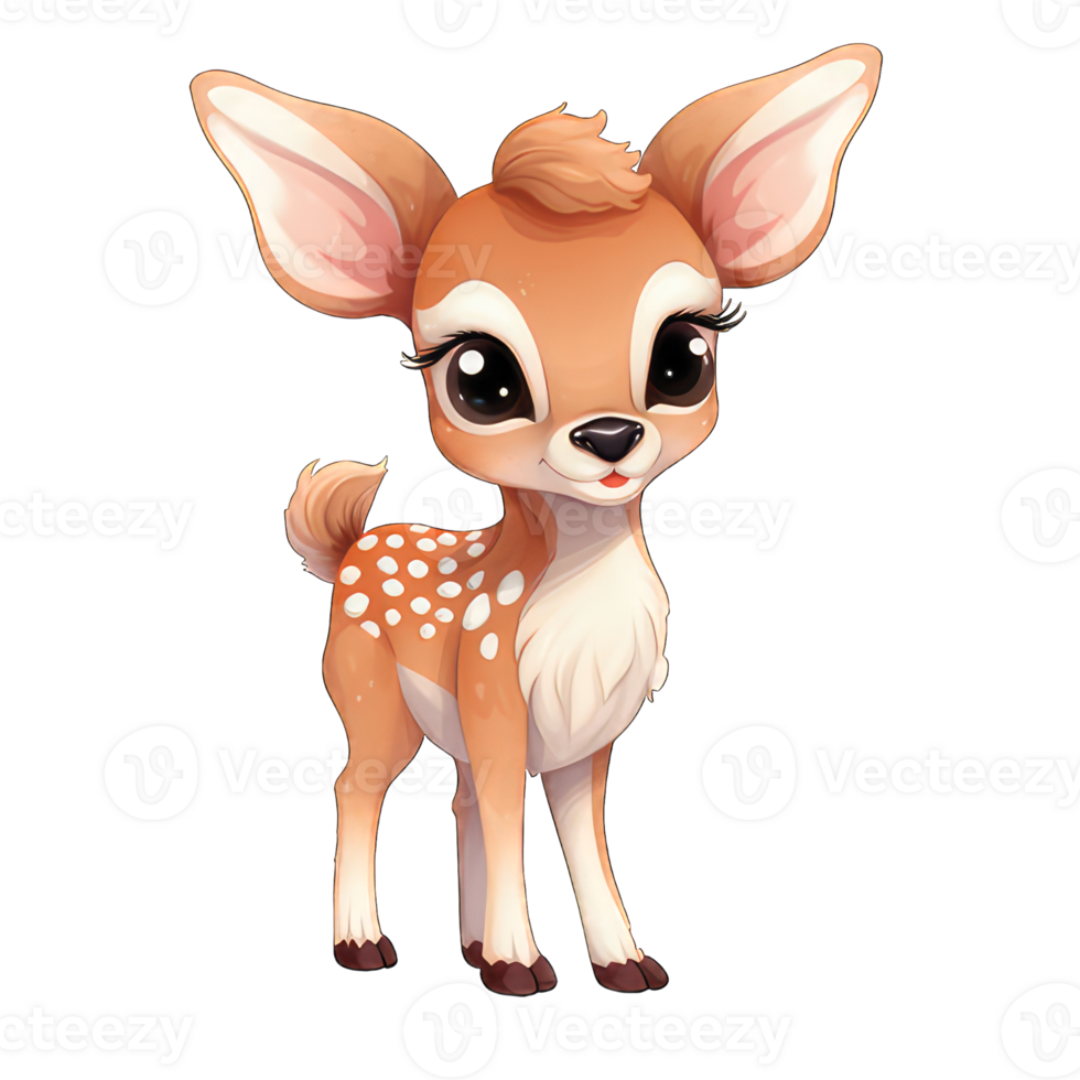 AI generated a cute deer on transparent background png