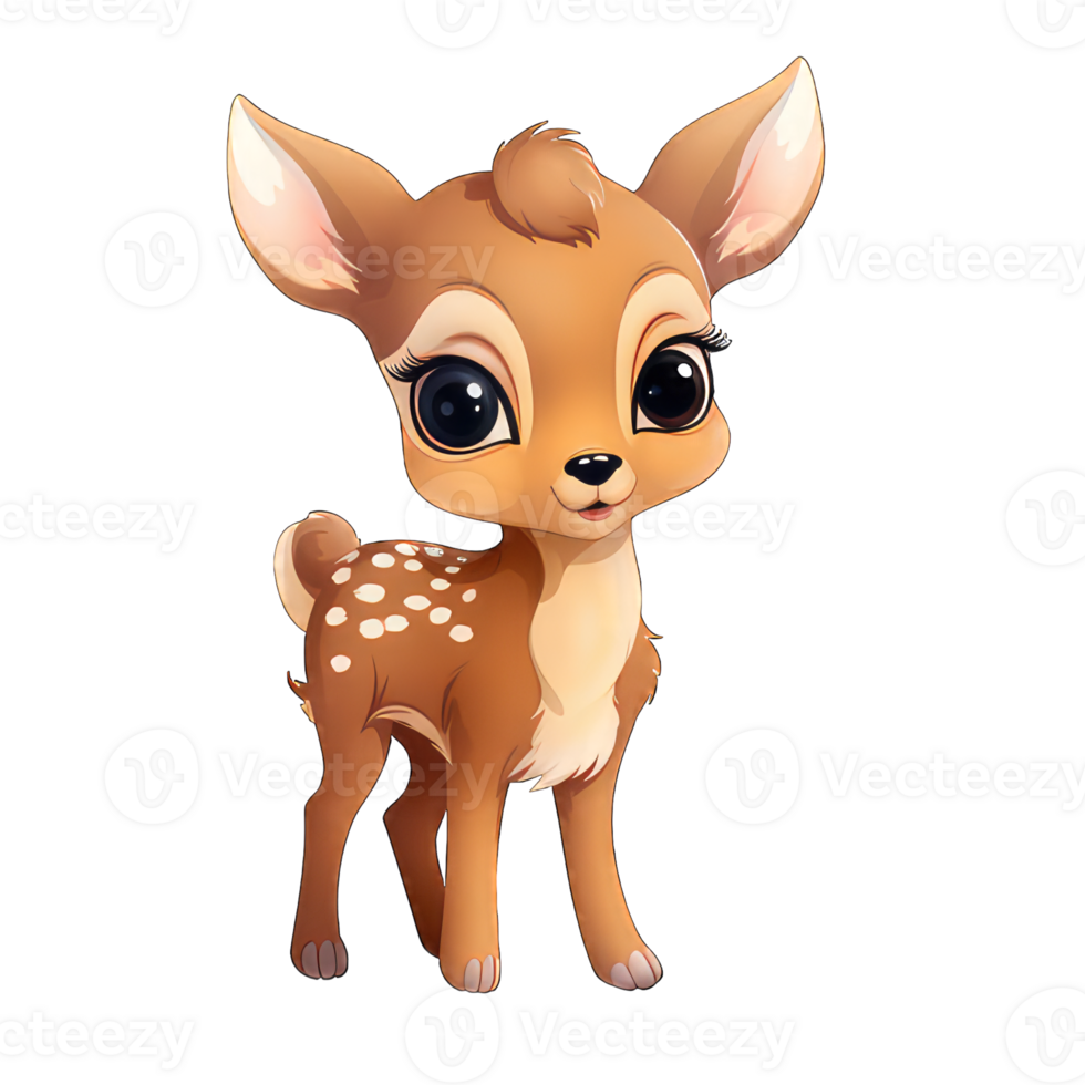 AI generated a cute deer on transparent background png