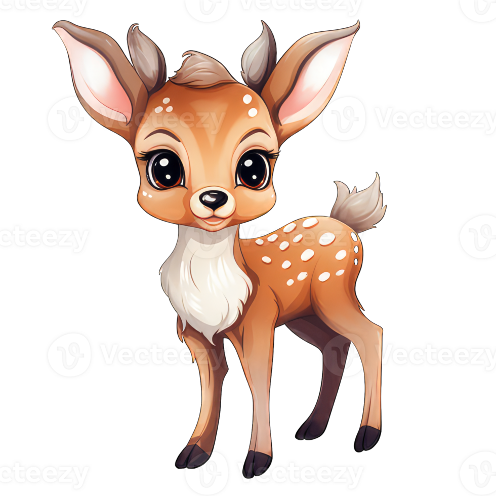 AI generated a cute deer on transparent background png