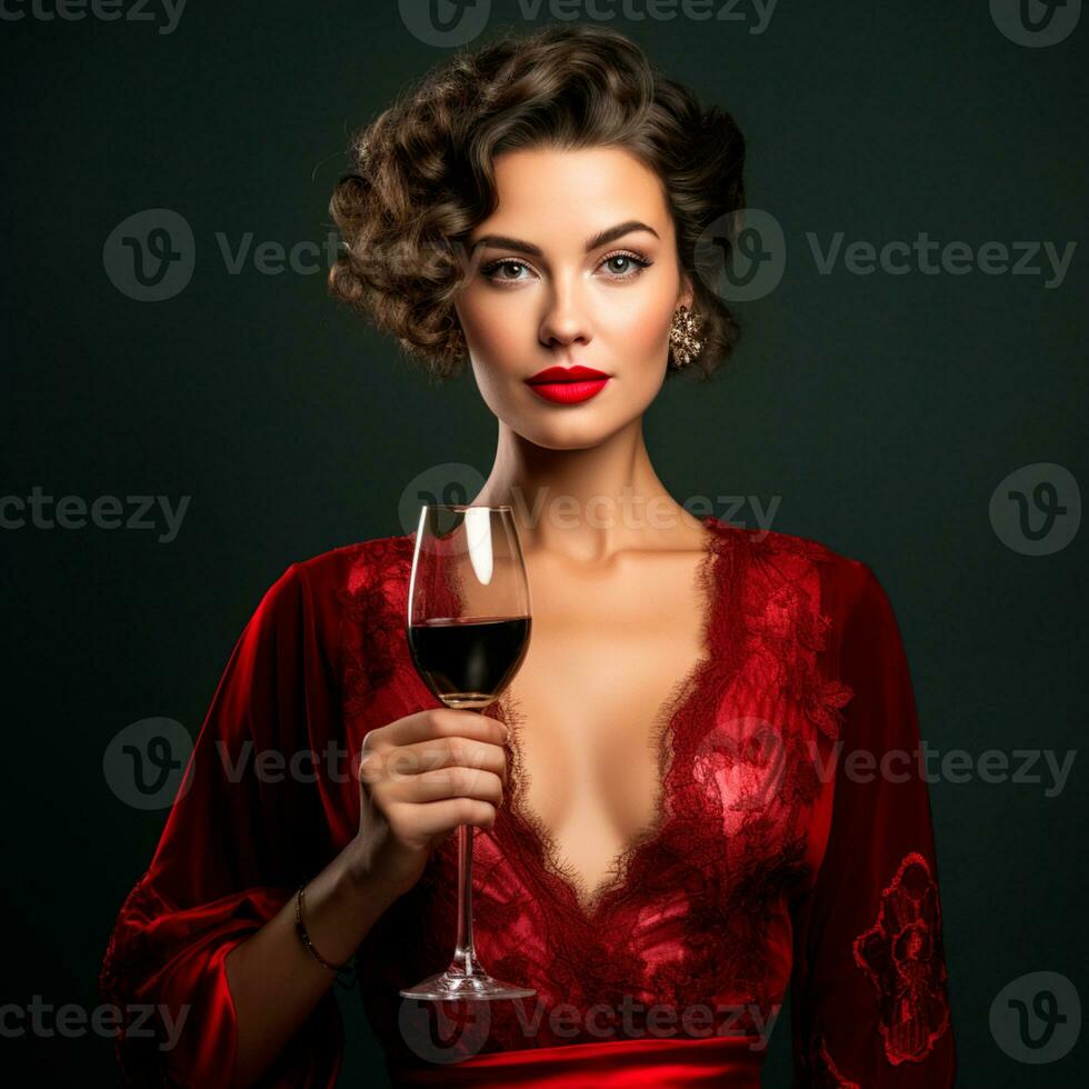 AI generated photo for composition of a beautiful woman in elegant clothes for an end of year party AI generated