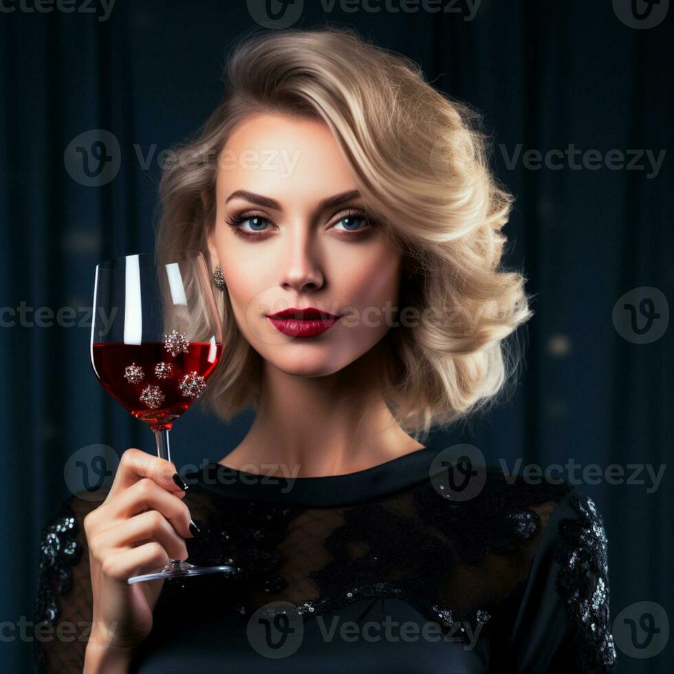 AI generated photo for composition of a beautiful woman in elegant clothes for an end of year party AI generated