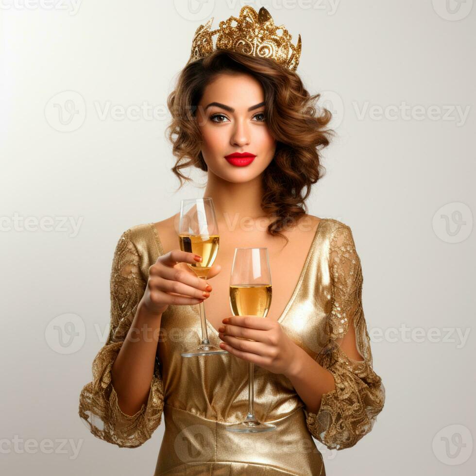 AI generated photo for composition of a beautiful woman in elegant clothes for an end of year party AI generated