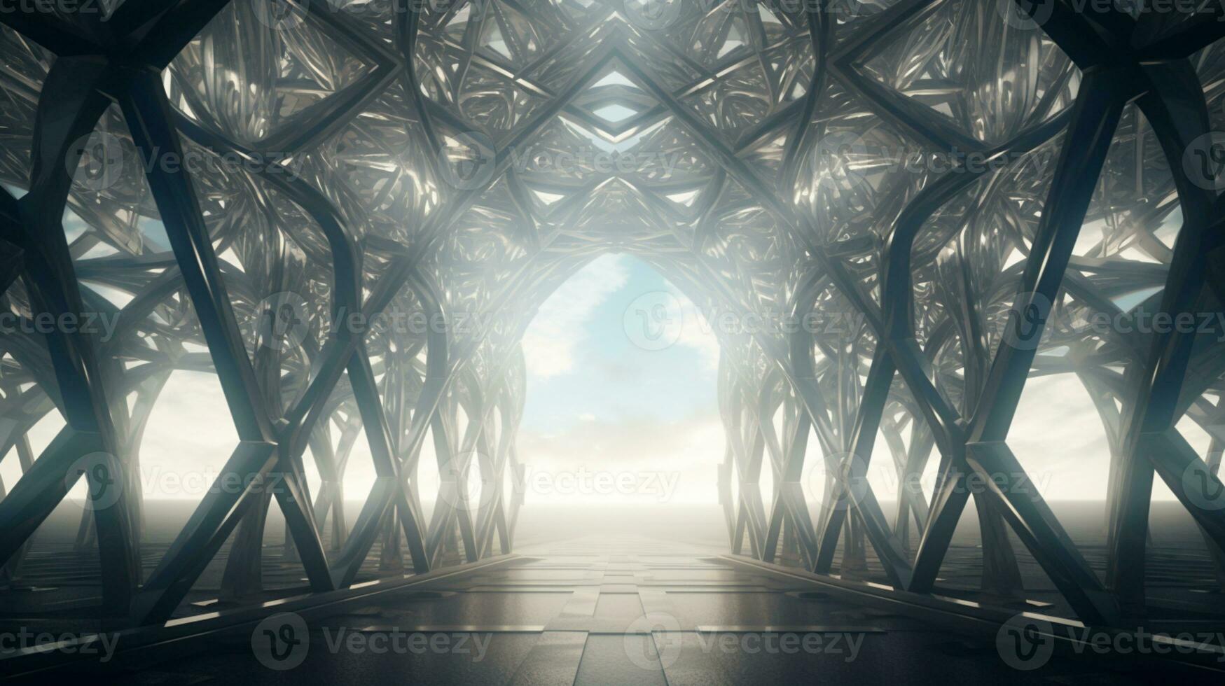 AI generated Steel and iron geometric structure for composition AI generated photo