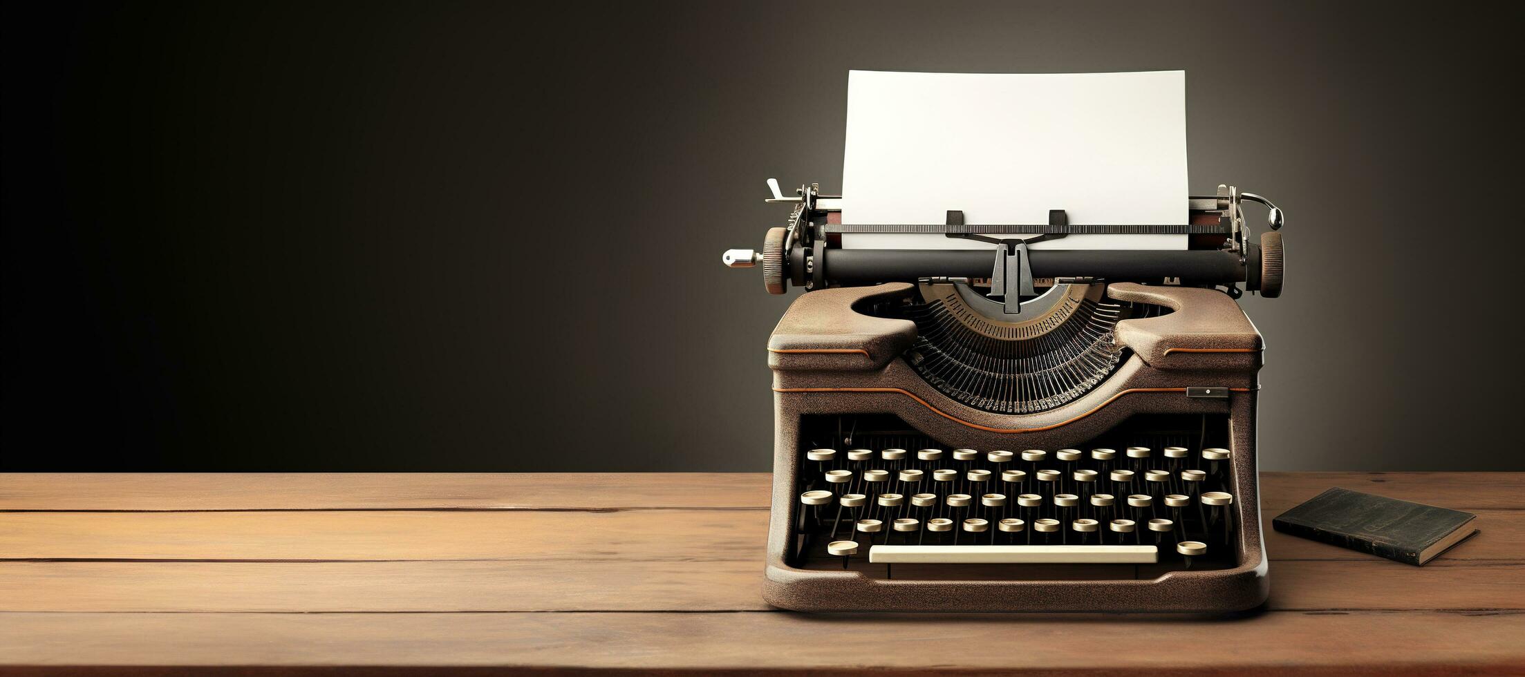 AI generated Generative AI, Vintage typewriter with old paper, blank paper mockup, retro machine technology, copy space photo