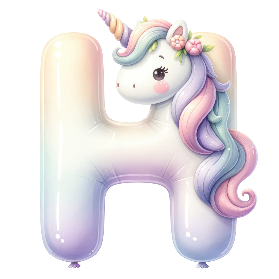 AI generated Alphabet H Pastel Unicorn isolate. png