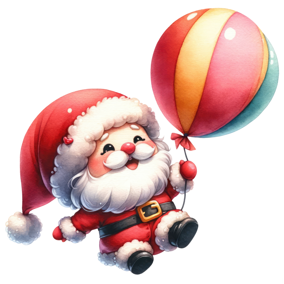 ai gegenereerd schattig de kerstman slaus houden ballon een geschenk geïsoleerd. png