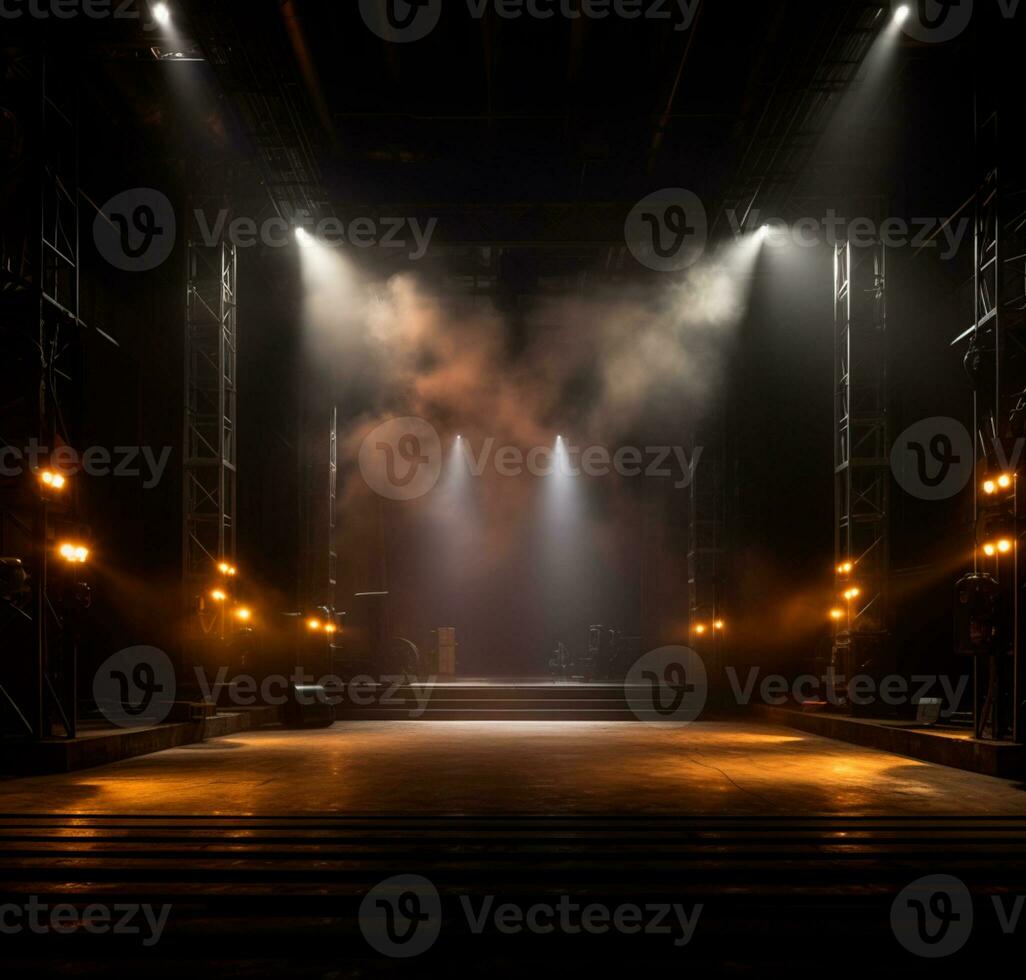 AI generated Stage style wood and iron background for your compositions AI generated photo