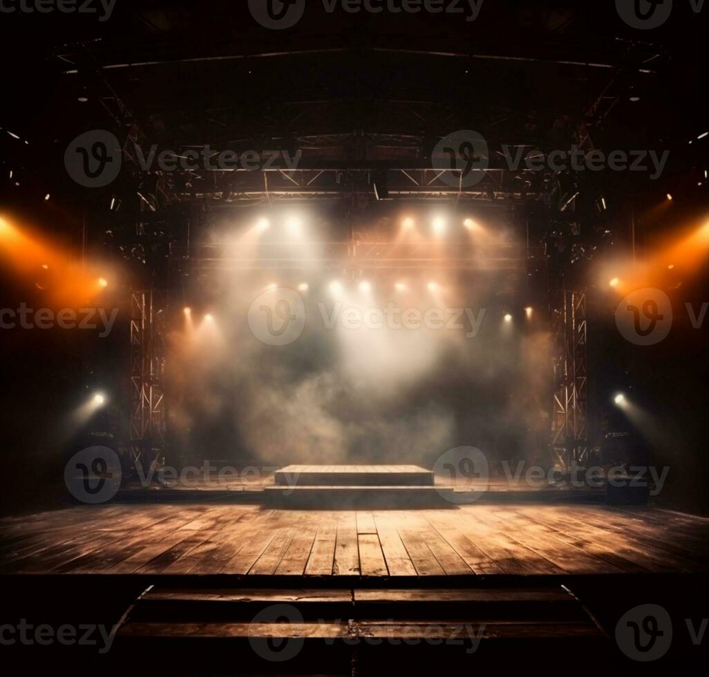 AI generated Stage style wood and iron background for your compositions AI generated photo