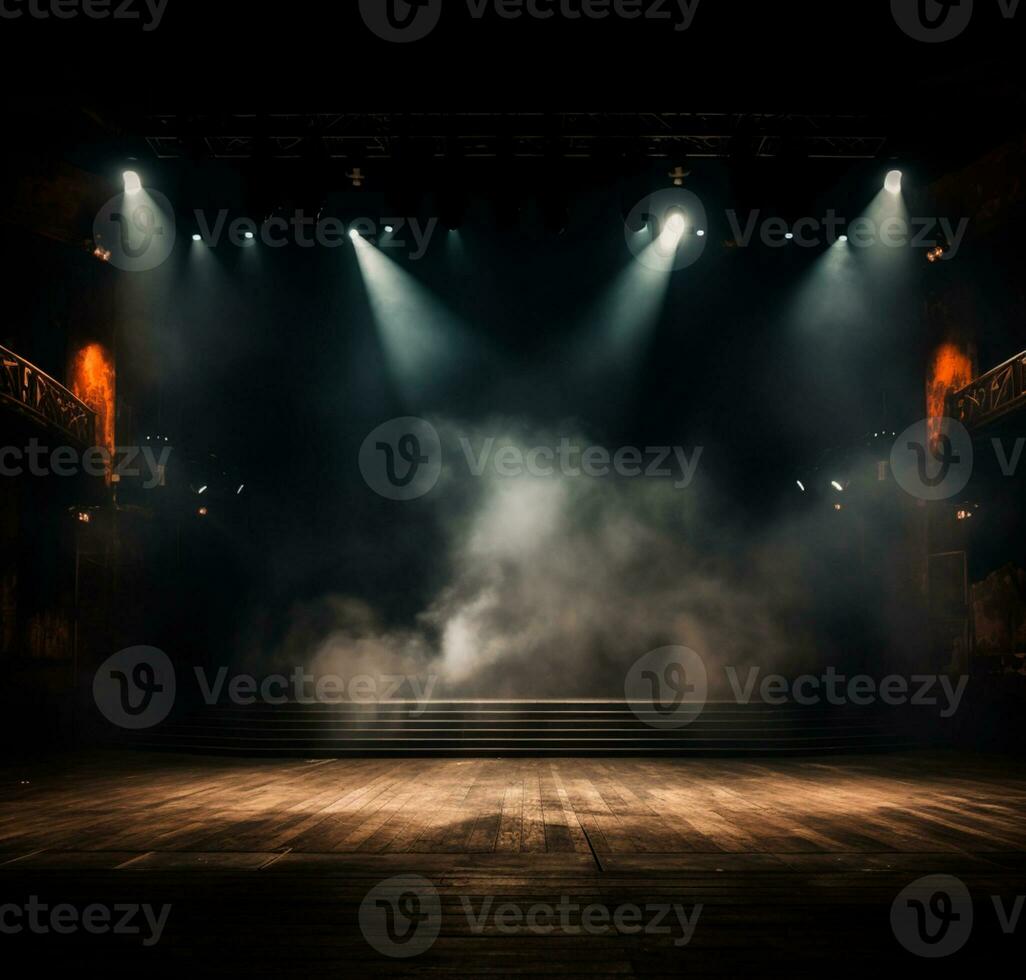 Stage style wood and iron background for your compositions AI generated photo
