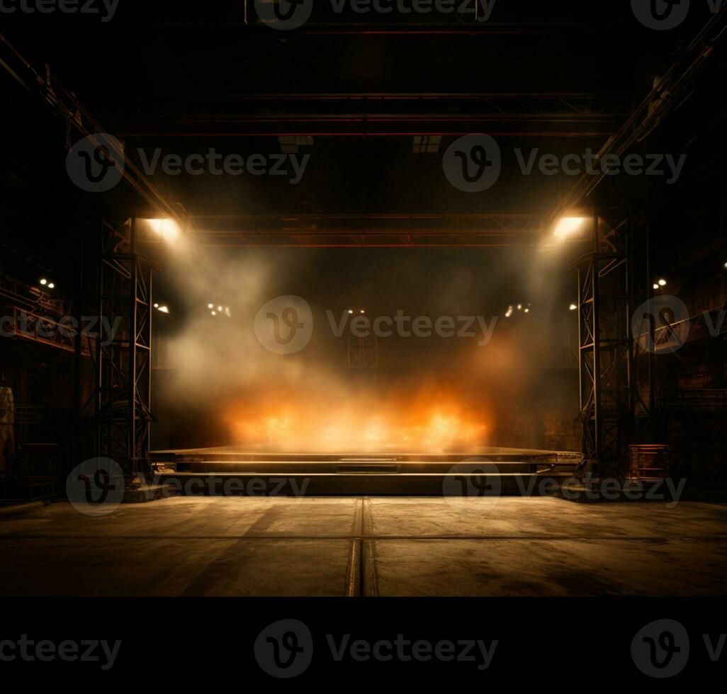 AI generated Stage style wood and iron background for your compositions AI generated photo