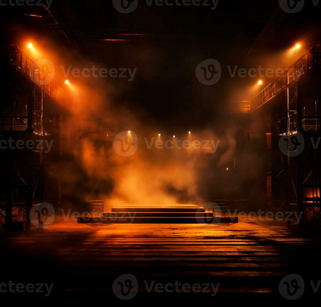 Stage style wood and iron background for your compositions AI generated photo