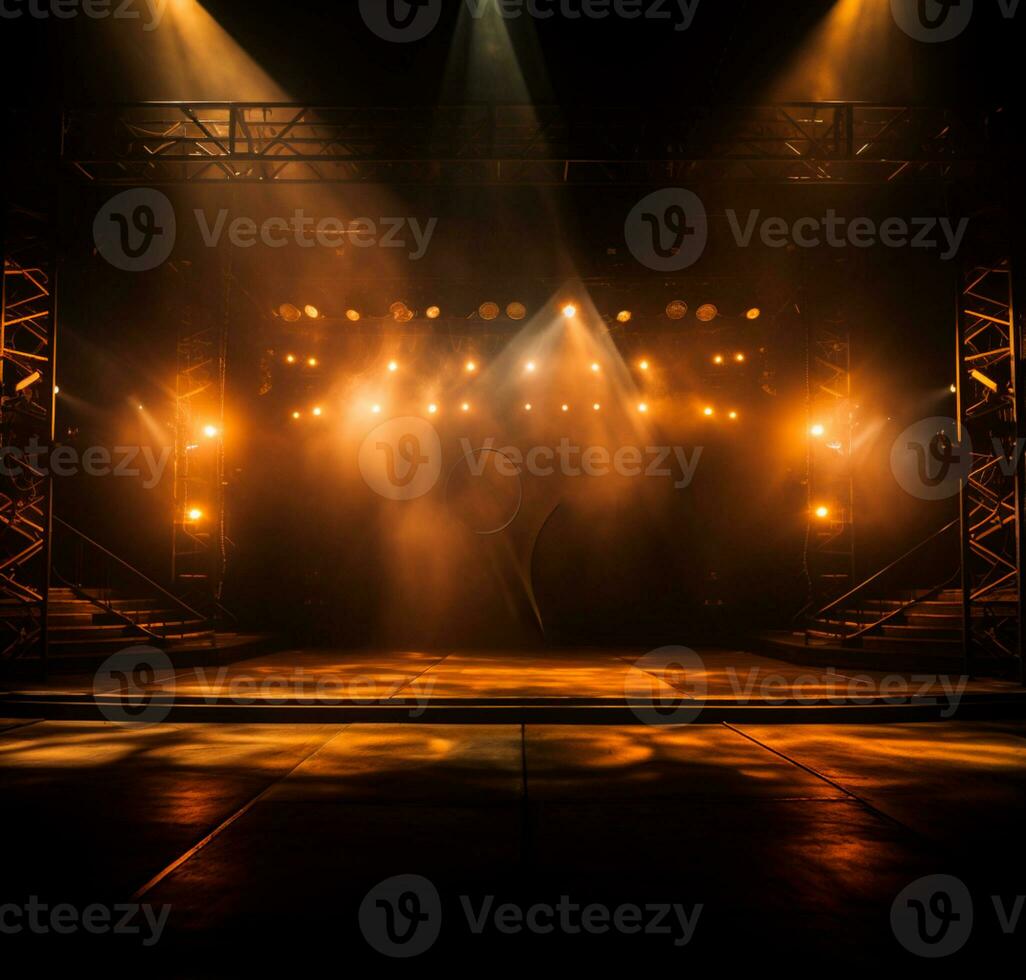 AI generated Stage style wood and iron background for your compositions AI generated photo