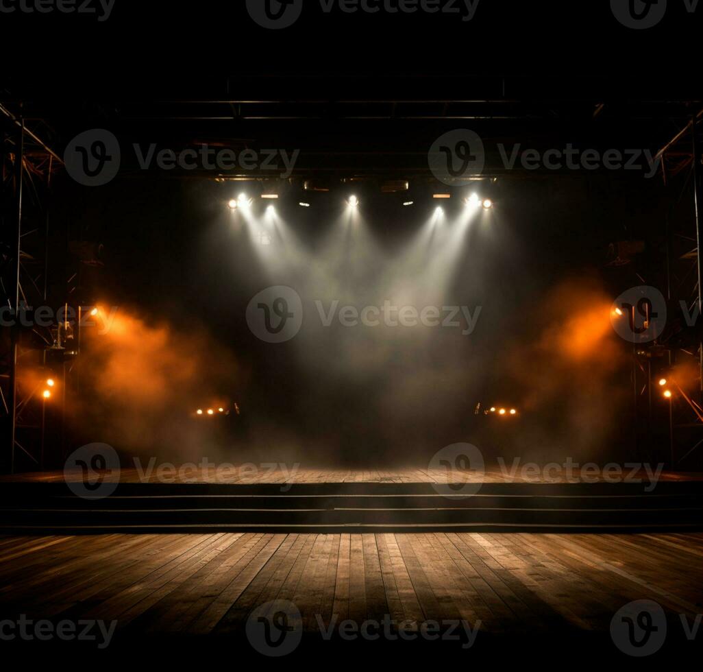 Stage style wood and iron background for your compositions AI generated photo