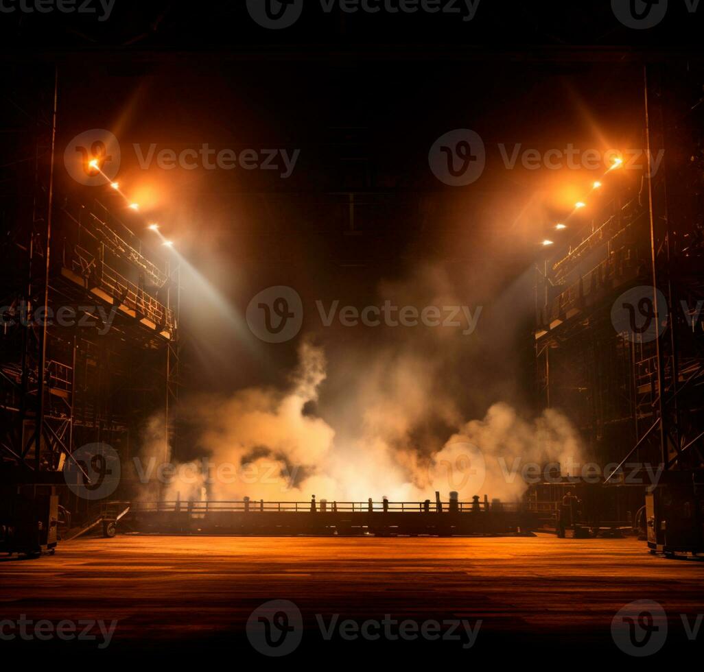 AI generated Stage style wood and iron background for your compositions AI generated photo