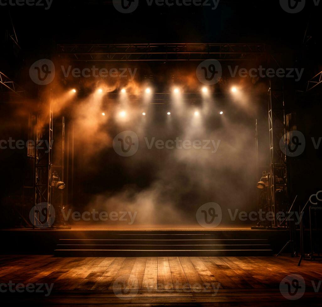 AI generated Stage style wood and iron background for your compositions AI generated photo