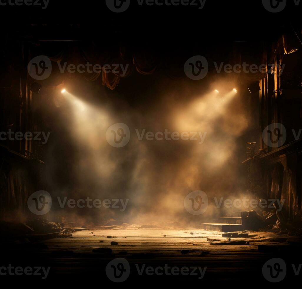 Stage style wood and iron background for your compositions AI generated photo