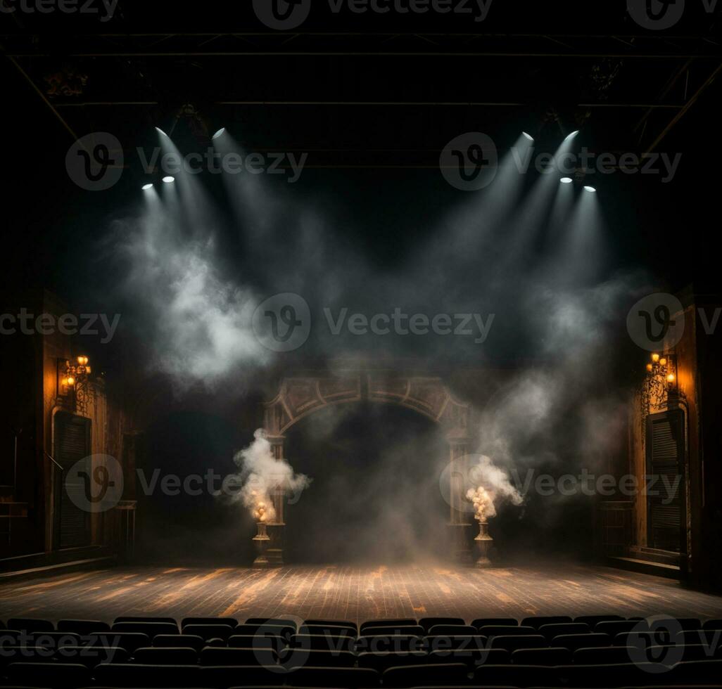 AI generated Stage style wood and iron background for your compositions AI generated photo