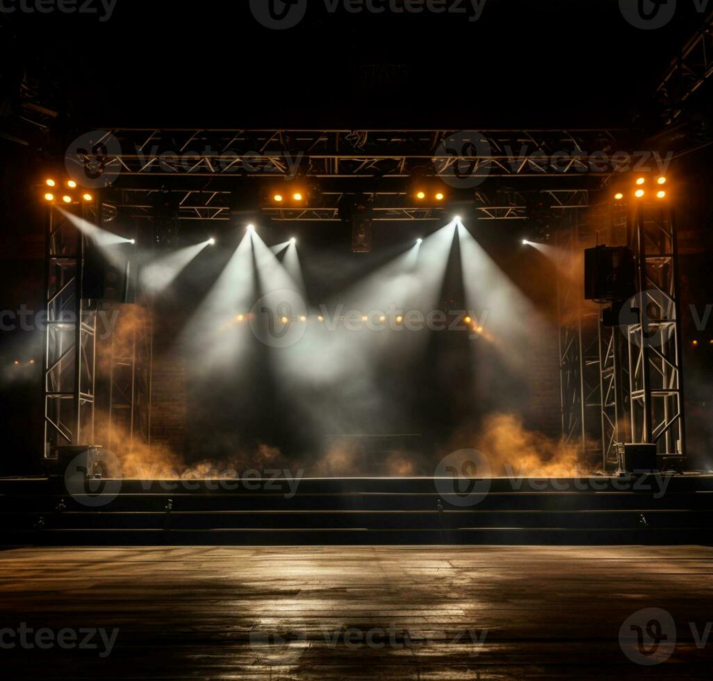 AI generated Stage style wood and iron background for your compositions AI generated photo
